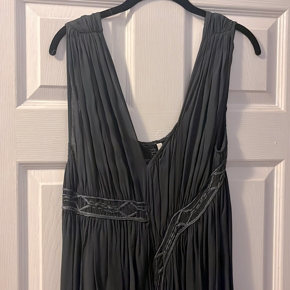 TOPSHOP BOUTIQUE GRAY GRECIAN EMBROIDERED ASYMMETRICAL MINI DRESS SIZE US 12 - Picture 2 of 7